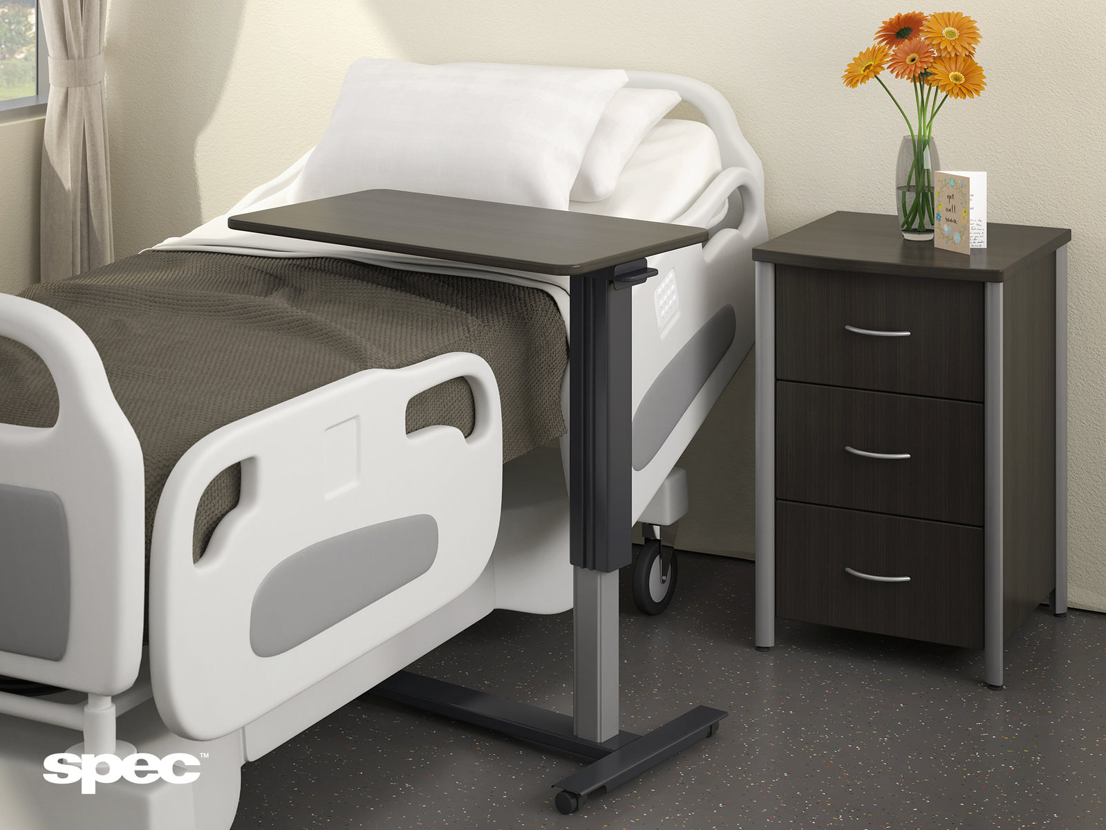 SPEC Healthcare Bedside Cabinets & Casegoods – Easy-Clean Patient Room Furniture