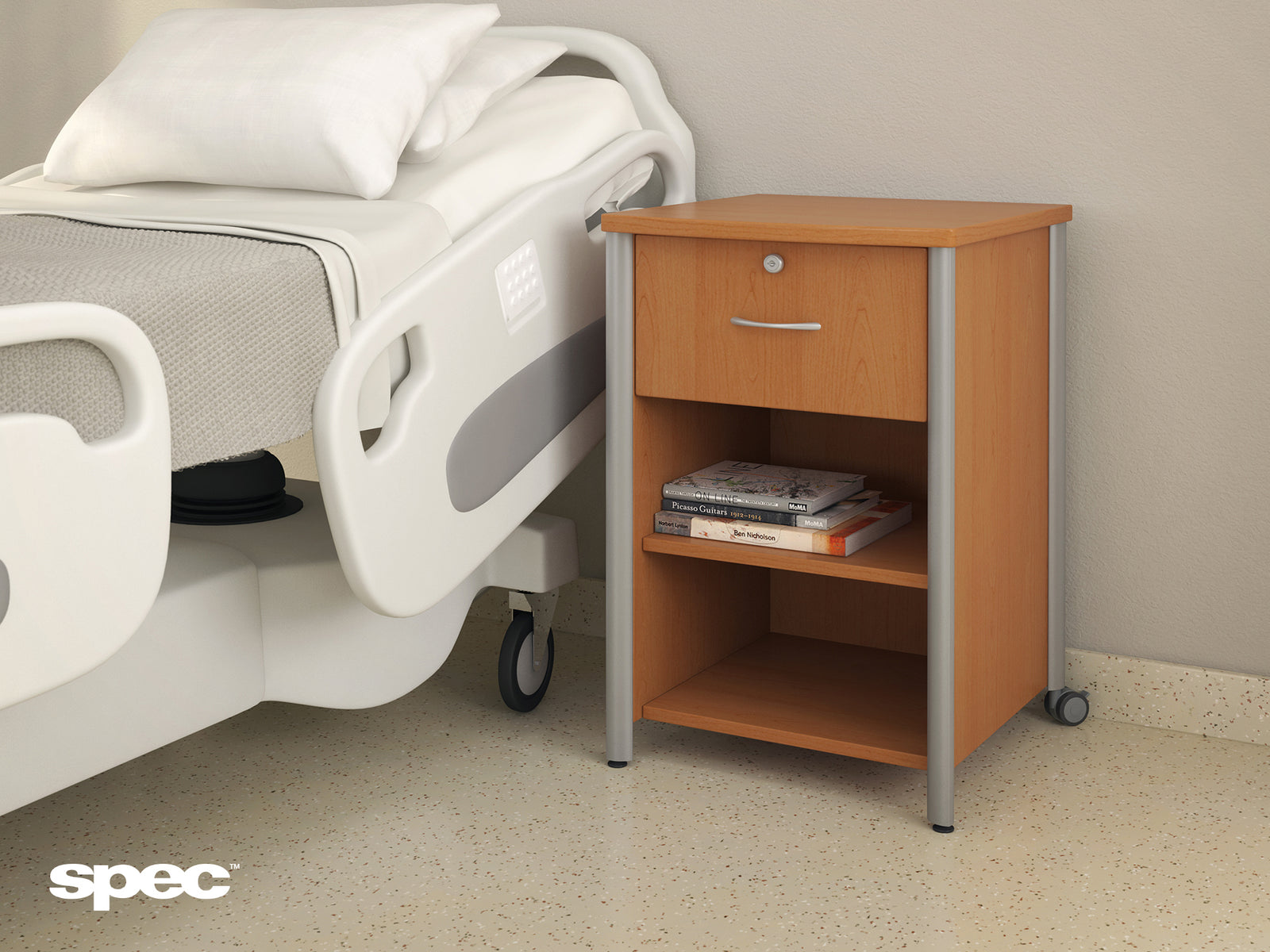 SPEC Healthcare Bedside Cabinets & Casegoods – Easy-Clean Patient Room Furniture