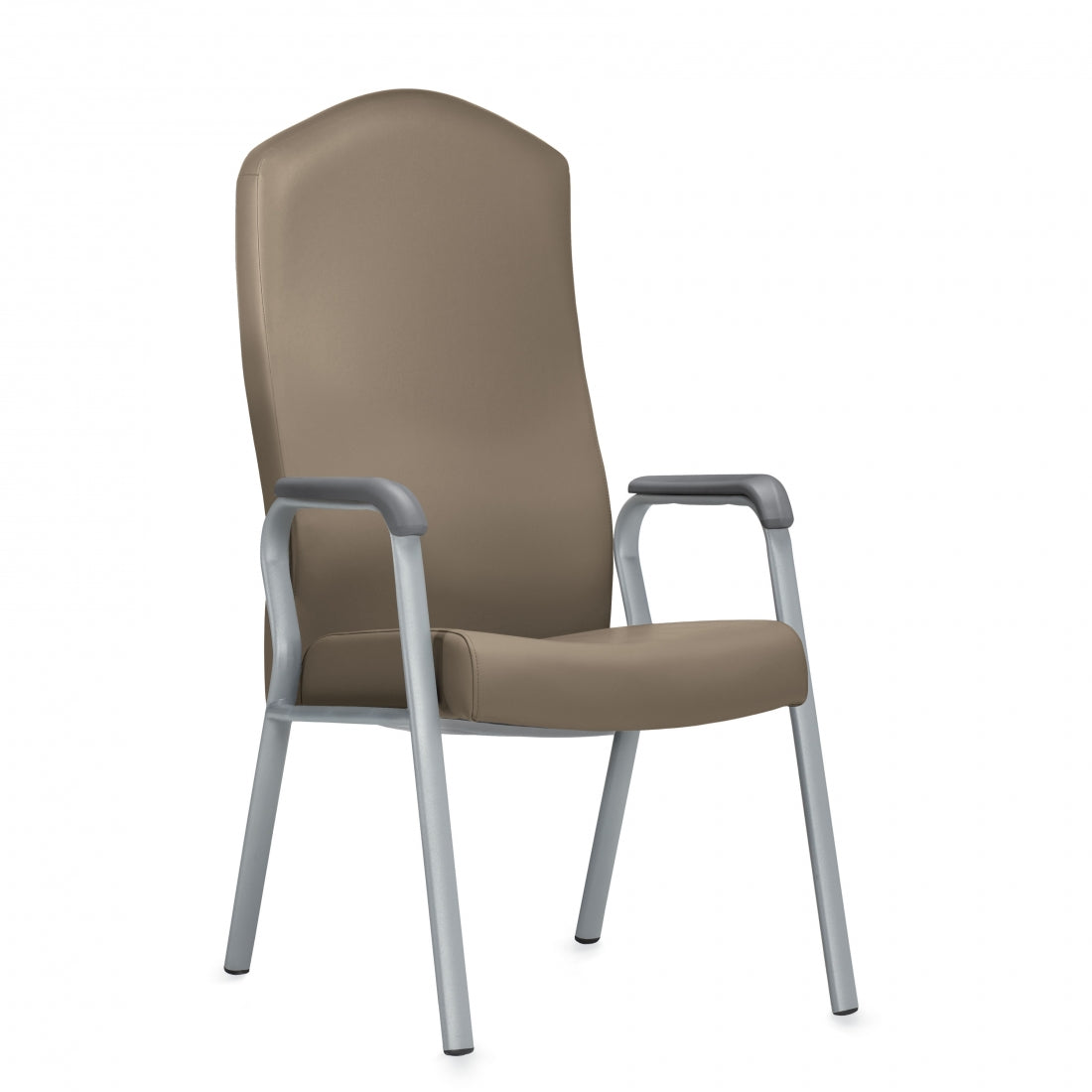 Brown chair with silver frame on a white background