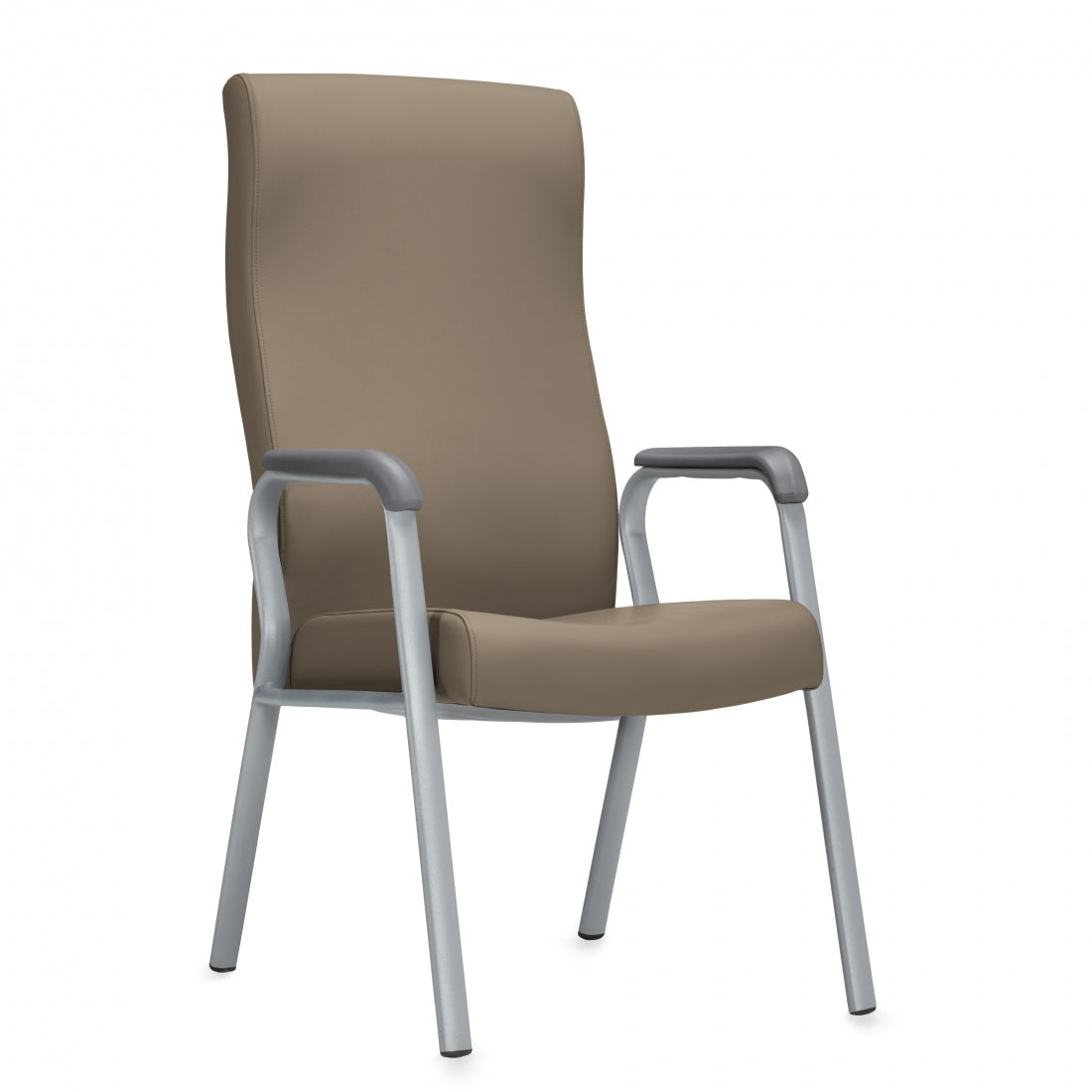 Brown chair with metal frame on a white background