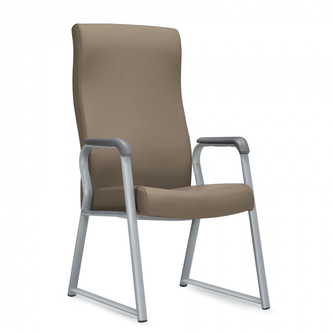 Brown chair with metal frame on a white background