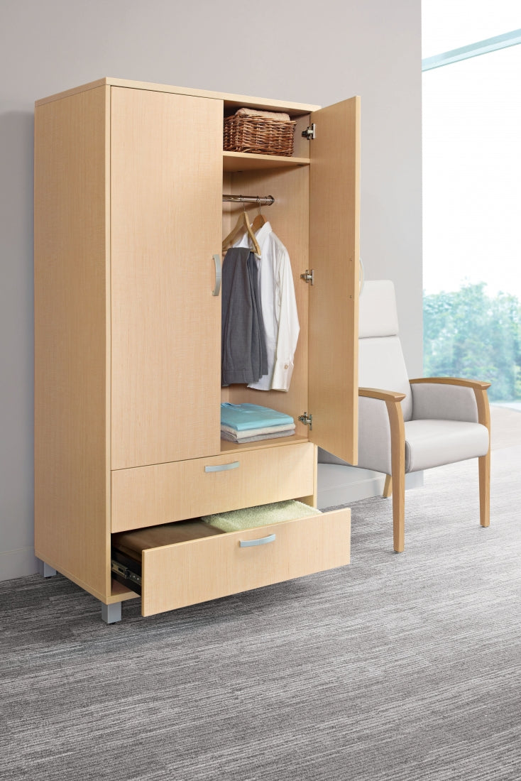 GlobalCare Aldon Wardrobes – Space-Saving Storage for Patient & Resident Rooms