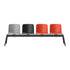 Allora 4-position beam — Allseating chairbuilder render; example shell colours