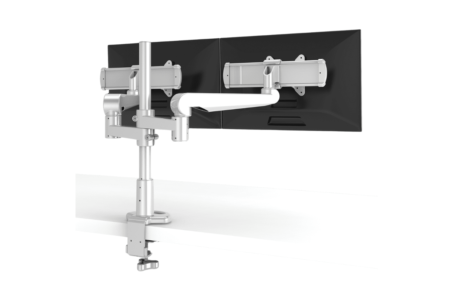 Evolve Series Dual Monitor Arm Fixed + Slider includes desk clamp Dual Monitor Arm Fellowes 