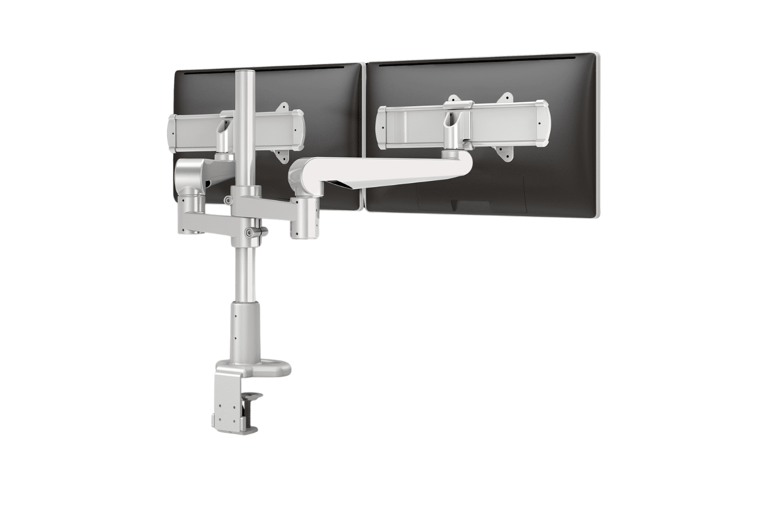 Evolve Series Dual Monitor Arm Fixed + Slider includes desk clamp Dual Monitor Arm Fellowes 