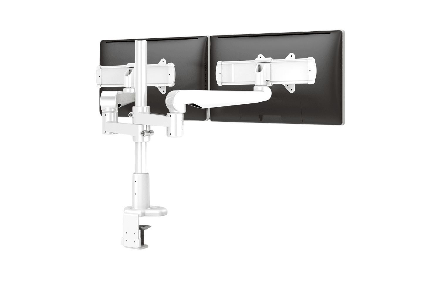 Evolve Series Dual Monitor Arm Fixed + Slider includes desk clamp Dual Monitor Arm Fellowes 