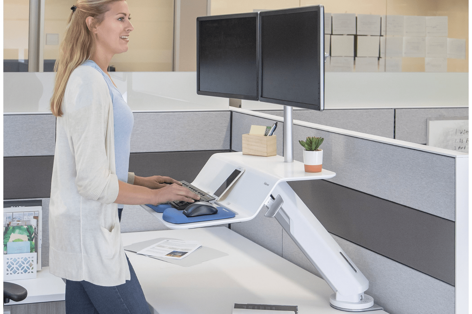 Lotus RT2 Sit-To-Stand | Versatile Dual Monitor Workstation Sit to Stand Fellowes 
