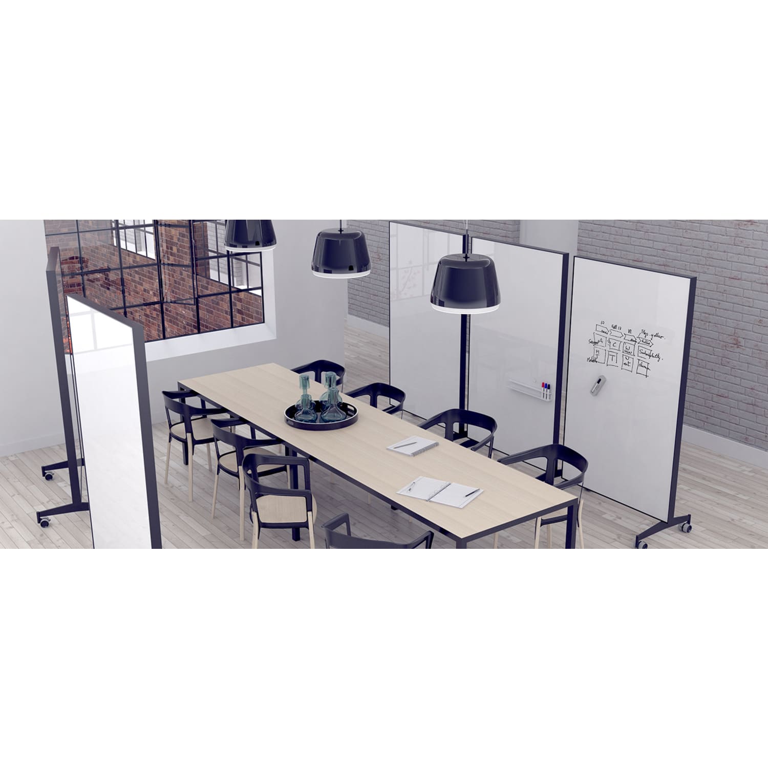 AX Mobile Double-Sided Glass Medical Charting Board