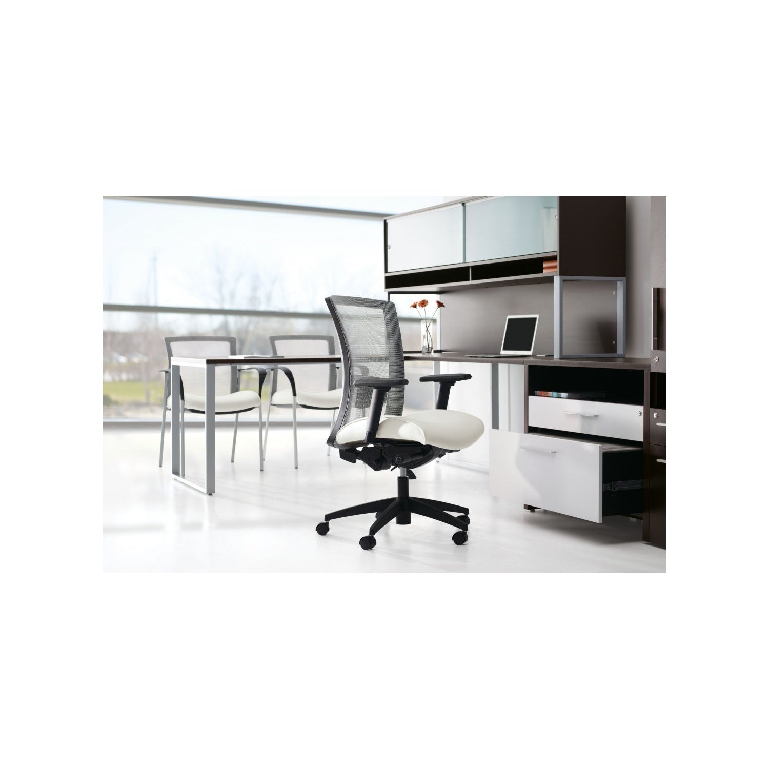 Vion chair in an office setting — furnishings and finishes shown are examples