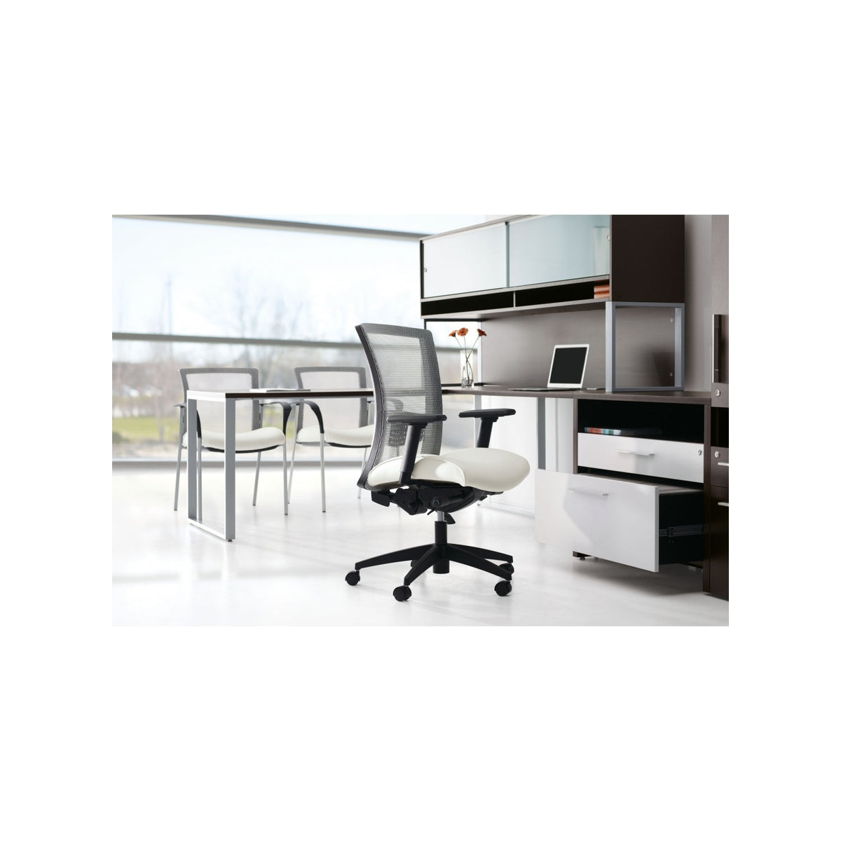 Vion chair in an office setting — furnishings and finishes shown are examples